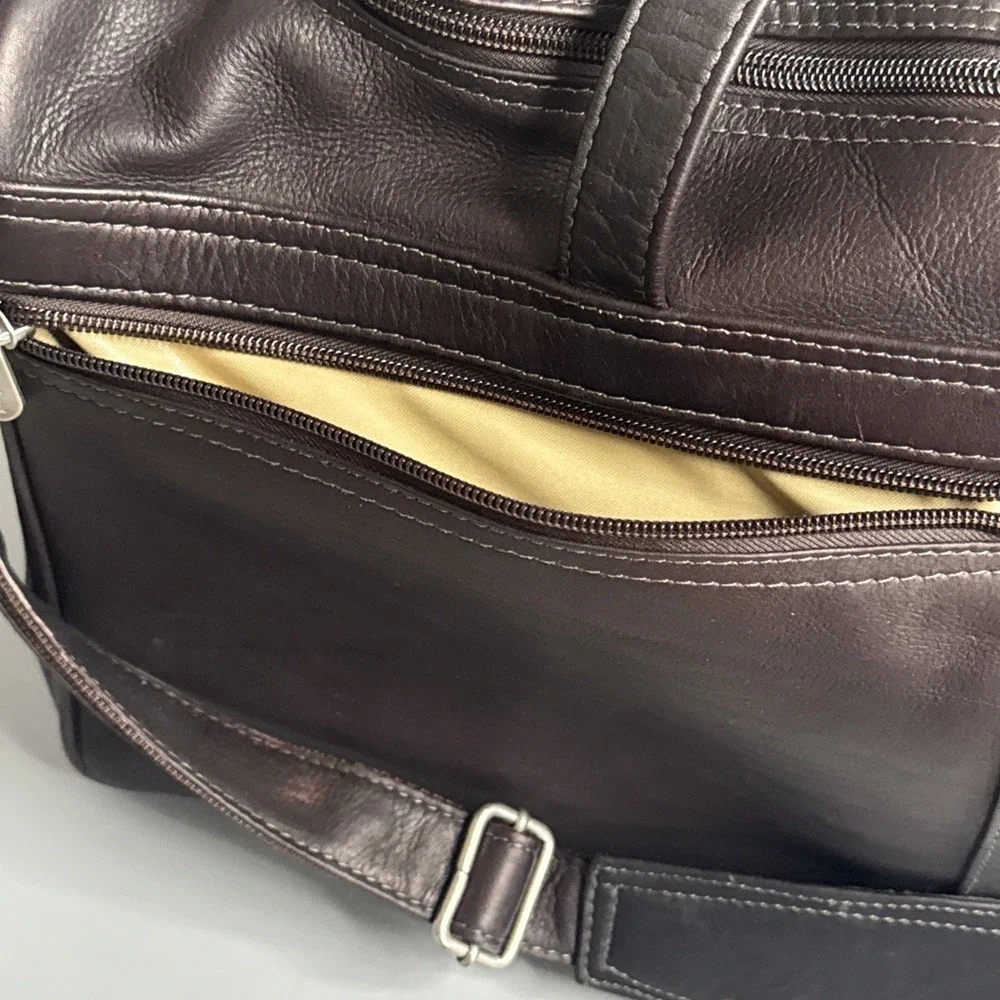 Piel Leather Duffel On Wheels - Brown - 21.5x10.5x10